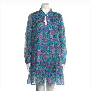 Warm Brand Floral Block Print Dress - Blue and Purple NWT